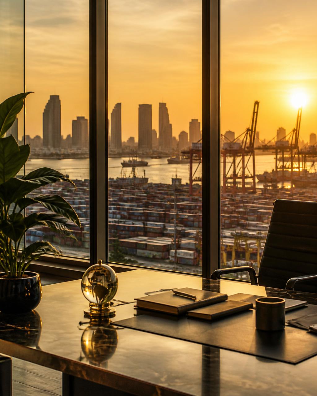 Premium corporate office overlooking a West African port city